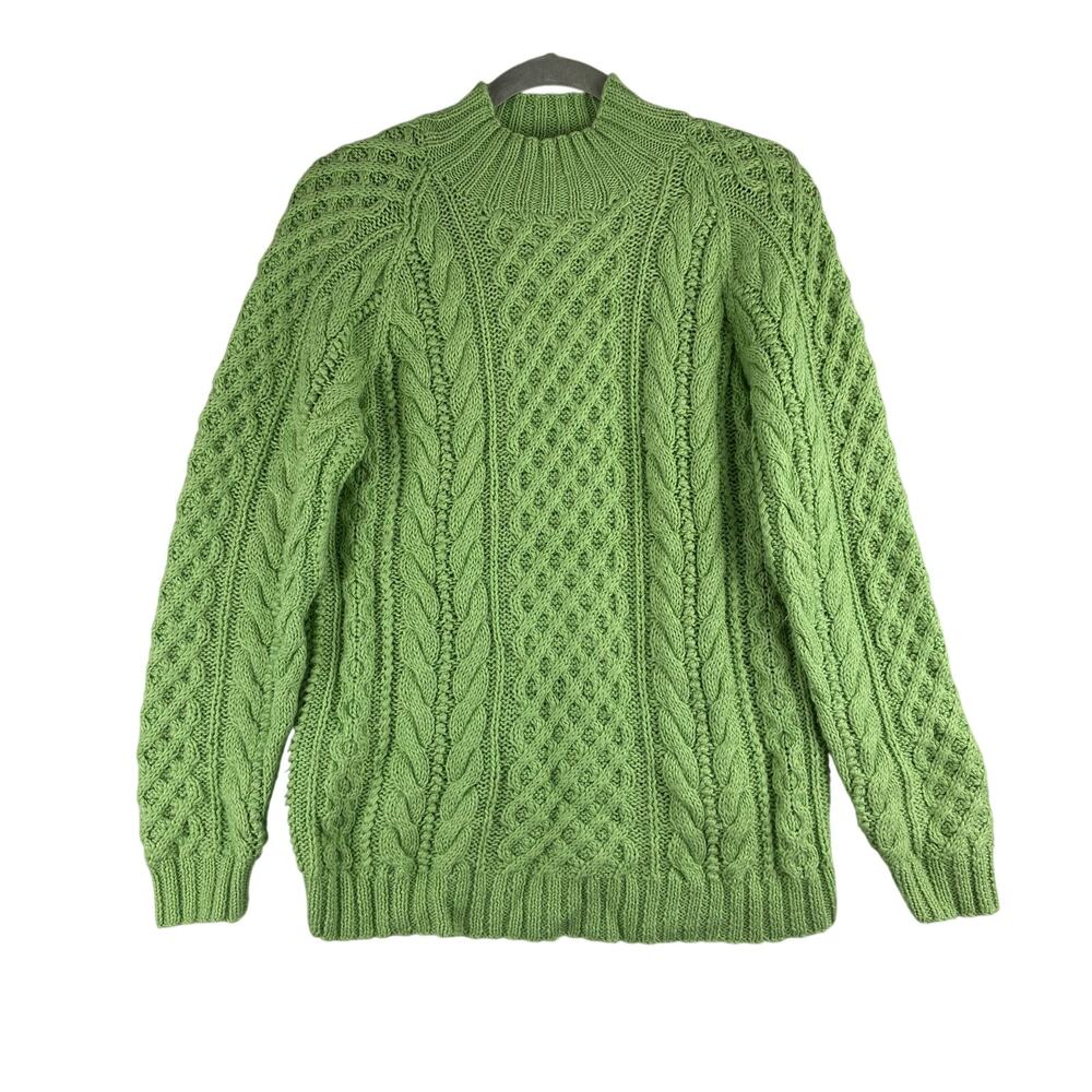 Vtg Moda International Chunky Cable Knit Fisherman Sweater Women Smll Wool Blend